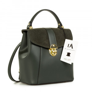 Geanta dama tip rucsac din piele naturala DiAmanti Marco Verde Scuro